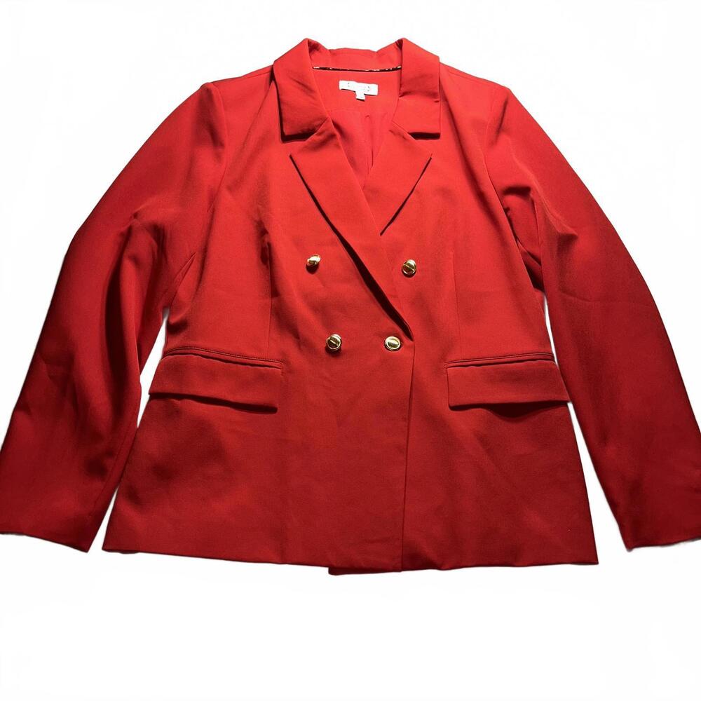 Nanette Lepore Red Double-Breasted Blazer Jacket Size 14 NWT Office